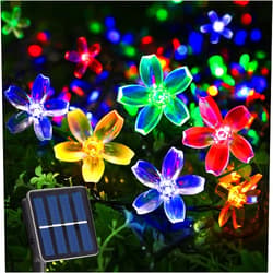 Coquimbo Solar String Flower Lights Colourful Christmas Decorations Outdoor Waterproof 23FT 50 LED Blossom Fairy Light Decorations for Garden Fence Patio Yard Christmas Tree Lawn Party