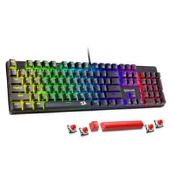 Redragon Mechanical Gaming Keyboard Wired, 11 Programmable Backlit Modes, Hot-Swappable Red Switch, Anti-Ghosting, Double-Shot PBT Keycaps, Light Up Keyboard for PC Mac
