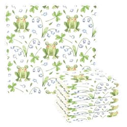 ALAZA Cute Frogs Clover Flowers 6 Pack Dish Towels, Absorbent Dishcloths Kitchen Cloth Reusable Dishtowels Washable Tea Towels Table Cleaning Cloths