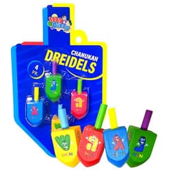 Izzy 'n' Dizzy Hanukkah Dreidels - Character Print Wooden Dreidel - 4 Pack Medium