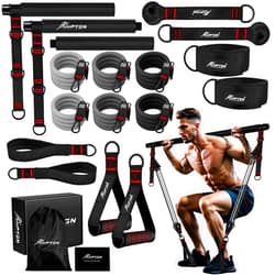 HPYGN Pilates Bar Kit with Resistance Bands, Heavy Duty Multifunctional Pilates Workout Equipment for Strength Training, HIP, Back, Arms, Ab, Shoulders, Portable Home Gym & Travel Fitness Gear for Men