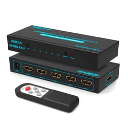 SGEYR 4K HDMI Switcher 5x1 with IR Remote, High-Speed 5 Port HDMI Selector Box 4K@60Hz Support HDR HDCP2.2 for PS5, Xbox, Roku, Fire Stick - Streamline Your Gaming Setup(Black)