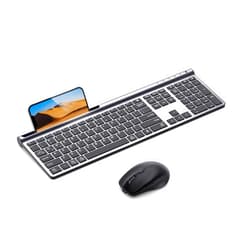 Samsers Wireless Keyboard and Mouse Combo, Samsers Ultra Slim Rechargeable Dual-Mode (Bluetooth 5.0x2 +2.4G) Silent Keyboard and Mouse Set, Multi-Device Full-Size Compact Design for MacOS/iOS/Android/Windows