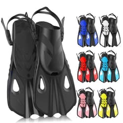 MELUMILU Snorkel Fins, Swim Fins Travel Size Short Adjustable for Snorkeling Diving Adult Men Women Open Heel Swimming Flippers