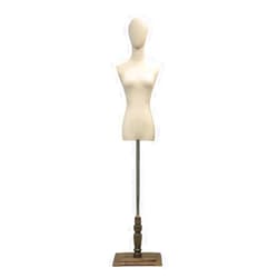 XBSLJ CHAXIA Female Mannequin Torso Body Clothing Store Display Stand Half Body Model, Include Head Solid Wood Arm Square Bottom Seat (Color : A, Size : Small)