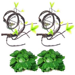 Hamiledyi 4Pcs Flexible Bend-A-Branch Jungle Vines Terrarium Leaves Lizard Gecko Habitat Tank Decor for Frogs, Snakes and More Reptiles