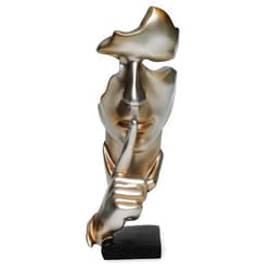 Magicsculp Thinker Statue-Silence is Gold Abstract Art Figurine, Handcrafted Silent Men Statues Resin Abstract Sculpture Office Home Decor Figurine Gift.-Silver