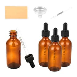 HPOPO 4PCS Leak-Proof Glass Dropper Bottles,2 oz Dropper Bottles Traveling and Storing Essential Oils, Beard Oils, Watercolor, and DIY Projects