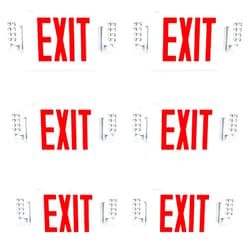 Sunco Lighting Sunco 6 Pack Red Exit Signs With Emergency Lights, Two Adjustable LED Lights, 94V-0 Fire Resistant, Backup Battery, 120-277V, Wall Or Ceiling Mount, Commercial Grade Double Sided UL