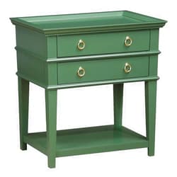 Comfort Pointe Clara Vintage Green Wood 2-Drawer Tray Top Nightstand