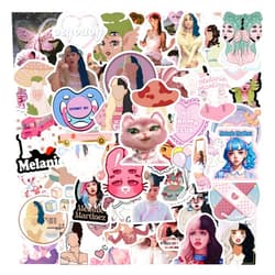 Neuleben Popular Singer Stickers, 60pcs Melanie Idol Stickers, Aesthetic Vinyl Waterproof Decals for Laptop Luggage Skateboard Guitar