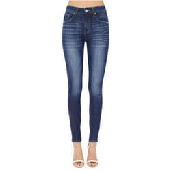 Kan Can Women's Denim-Blue Five Pocket Basic Mid Rise Super Skinny Jeans