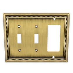 Henne Bery Sunken Pearls Heavy Duty Decorative Wall Plate Switch Plate Outlet Cover (Double Toggle/Single Decorator, Antique Brass)