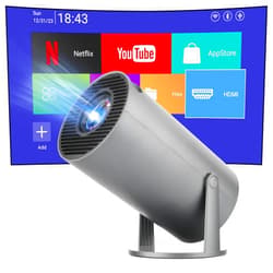 Reiie Mini Portable Projector, 4K 1080P Full HD Supported,Auto Keystone, WiFi6+Bluetooth 5.0,180°Rotatable Outdoor Projector,Built-in Android 11.0 OS(Silver)