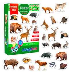 Magdum 20 Fridge Magnets for Toddlers - Forest Photo Kids Magnets for Fridge - Toddler Magnets for Refrigerator - Magnetic Animals - Fridge Magnets for Kids - Animal Magnets - Toddler Fridge Magnets