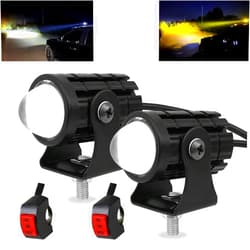 GOODKSSOP 2pcs Super Bright 24W LED Two-Color White Amber Spotlight + 2pcs ON-ON-OFF Switch, Waterproof auxiliary Motorcycle Headlight Fog Light, Universal For Car Truck ATV Offroad SUV Driving Work Spot Lamp