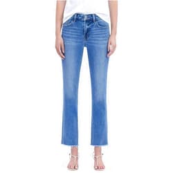 VERVET Women's Melissa Mid Rise Raw Hem Cropped Straight Leg Jeans
