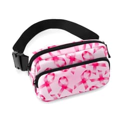 PPIKTC Fanny Pack Crossbody Belt Bag for Workout Hiking Cycling, Breast Cancer Ribbons Awareness Pink Waist Pouch for Men Women Water-resistant Hip Bum Bag with Adjustable Strap