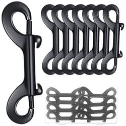 Ferraycle Double Ended Snap Hooks Bolt Snaps Heavy Zinc Alloy Multipurpose Double Sided Clips Chain Metal Clip Key Holder Black Hooks for Water Bucket Dog Leash Feed Buckets(8 Pieces,4.7 Inches)