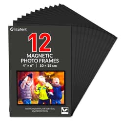 Labphant 12 Pack 4x6 Inch Magnetic Picture Frames; Photo Pocket Frames with White Borders for Fridge 4 x 6 Inch Great for Displaying Pics on The Refrigerator (Black) (4