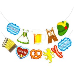 Blulu Oktoberfest Flag Banner, Bavarian German Party Bunting Garland, Multicolor, 13.78 x 7.09 inches, for Party Decorations Supplies