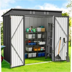 Gizoon 6' x 4' Outdoor Storage Shed with Double Lockable Doors, Anti-Corrosion Metal Garden Shed, Waterproof Shed Outdoor Storage Clearance for Backyard Patio Lawn-Dark Gray