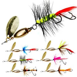 VMSIXVM Trout Lures Trout Spinners, Rooster Bait Tail Trout Fishing Lures for Bass Salmon Pike, Fishing Spinner Kit Smallmouth Bass Lures with Brass Spinner for Lake River Fishing