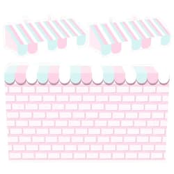 Jetec 4 Pcs Circus 3D Awning Wall Decorations and 8 x 5 ft Brick Wall Ice Cream Backdrop Decor for Ice Cream Circus Theme Party Carnival Background Decorations Favors(Pink)