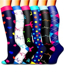 Bluemaple 6 Pack Copper Compression Socks for Women and Men Circulation-Best Support for Medical, Running,Nursing,Athletic