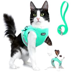 Supet Cat Harness and Leash Set for Walking Cat and Small Dog Harness Soft Mesh Harness Adjustable Cat Vest Harness with Reflective Strap Comfort Fit for Pet Kitten Puppy Rabbit