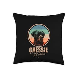Retro Chessie Dog Mom Mothers Day Gifts for Women Vintage Chessie Women Girls Puppy Mom Mama Lover Dog Paw Throw Pillow, 16x16, Multicolor