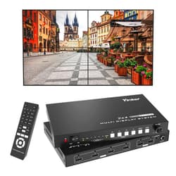 Yinker 4K HDMI Video Wall Controller 2x2, 4K@30Hz HDMI Video Wall Processor for 2 HDMI Input & 4 HDMI Output, Support 1x1,1x2,1x3,1x4,2x1,2x2,3x1,4x1 & Audio Extrator & 180° Rotate