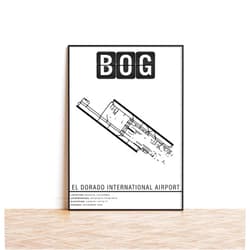MG Global Wrapped Gift | Modern Poster of BOG Bogota El Dorado International Airport | 11x17 12x18 16x24 24x36 Minimalism Unframed Print | Minimal Wall Art | Minimalist Home Office Decor