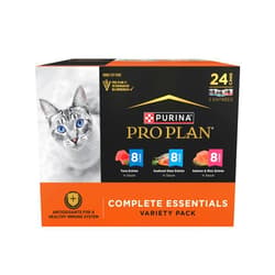 Purina Pro Plan High Protein Cat Food Complete Essentials Wet Cat Food Seafood Favorites Variety Pack 3 Ounce (Pack of 24)