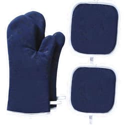 BBEART MeiAOBest Oven Mitts and Pot Holders Sets, 4PCS Silicone Heat Resistant Oven Gloves for Grilling, Cooking, Baking (Navy Blue)