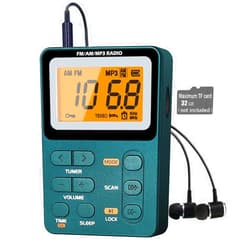 Paeiope Portable Radio AM FM, Rechargeable Pocket Radio with Best Reception Digital Tuning, MP3, Stereo Earphone, Large LCD Screen, TF Card Socket, Transistor Radio for Jogging/Gym/Camping…