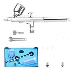 Hotorda 0.3mm Dual Action Airbrush Kit with Three Different Cups(6CC,20CC,40CC) Portable Airbrush Set for Makeup,Commercial Arts,Cake Decoration,Nail Art,Photo Retouching,Model Making and Crafts