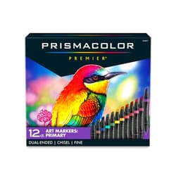 Prismacolor Premier Double-Ended Art Markers, Fine and Chisel Tip, 12 Pack