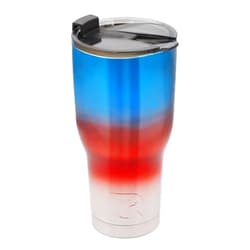 RTIC 20 oz Insulated Tumbler Stainless Steel Coffee Travel Mug with Lid, Spill Proof, Hot Beverage and Cold, Portable Thermal Cup for Car, Camping, Patriot, Metallic