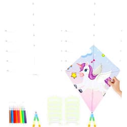 BATTIPAW DIY Blank Kites 10 Packs, Bulk Kites DIY Kit for Kids DIY Decorating Coloring,Blank Making Craft Kit for Kids Aged 4+ 8PCS Watercolor Pens