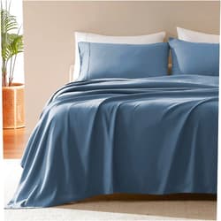 SLEEP ZONE Nanotex Super Soft Cooling Full Size Bed Sheets Set 4 Piece - Easy Care Fitted Flat Sheet & Pillowcase Sets - Wrinkle Free, Fade Resistant, Deep Pocket 16