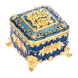 Hipiwe Vintage Metal Jewelry Box - Small Trinket Organizer Ring Box Case with Rose Pattern, Jewelry Storage Box for Ring Earrings Necklace, Keepsake Box for Women Girls, 3