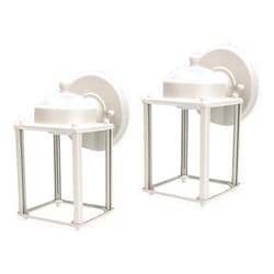 LIT-PaTH Outdoor LED Wall Lantern, Wall Sconce as Porch Lighting Fixture, 5000K Daylight White, 9.5W 800 Lumen, Aluminum Housing Plus Glass, White Finish-2Pack