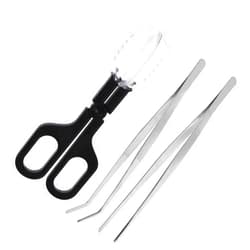 Yoogeer 3in1 Feeding Tool Reptile Feeding Tongs Cricket Clamp Bug Scooper, Cleaning Supplies Scooper+ 2X Tweezers for Reptile, Hedgehog, Hamsters, Guinea Pig,Lizard, Spider Bearded Dragon (Black)