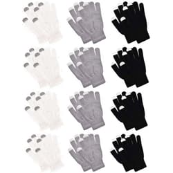 Pangda 12 Pairs Winter Touch Screen Gloves For Men Women Stretch Knitted Texting Gloves Warm Windproof Solid Color Mittens
