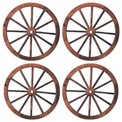 Qunclay 4 Pcs 17.7'' Decorative Wood Wagon Wheel, Vintage Wagon Wheel Decor Solid Rustic Wooden Wheels Old Western Style Wall Hanging Garden Wagon Wheel for Bar Patio Garage Outdoor
