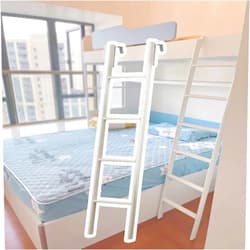 TUJOBA Bunk Bed Ladder Adjustable Floor-Standing Ladder with Hooks, Replacement Slanted Ladder 330lbs Load Capacity, Dorm/Bedroom/Cabin Climb Metal Ladder (Color : White, Size : 155cm (61