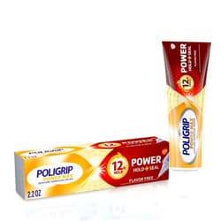 Super Poligrip Power Max Power Hold plus Seal Denture Adhesive Cream, Denture Cream for Secure Hold and Food Seal, Flavor Free - 2.2 oz