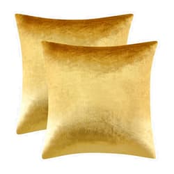 GIGIZAZA Gold Velvet Decorative Throw Pillow Covers,18x18 Pillow Covers for Couch Sofa Bed 2 Pack Soft Cushion Covers