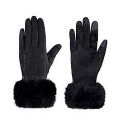 Hysenm Women Winter Mittens Touch Screen Warm Suede Gloves Texting Thermal Windproof Mitt for Running Driving